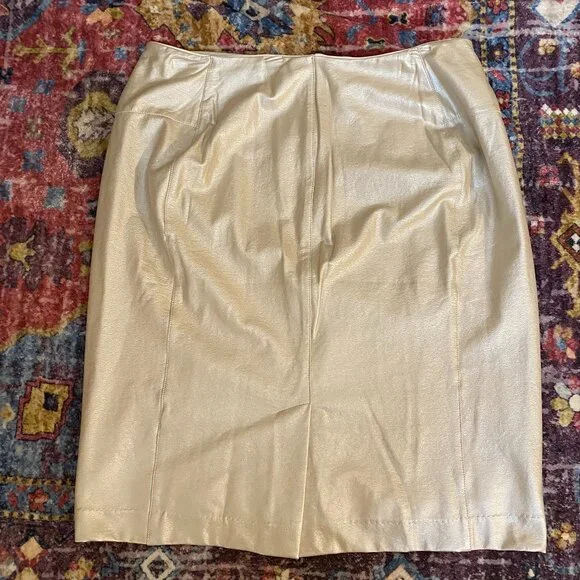 NEVER WORN! Lyssé Vegan Leather Metallic “Perfect” Pencil Skirt – Size L - Picture 4 of 6